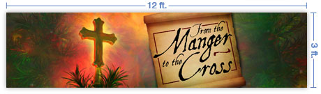 12x3 Horizontal Church Banner of Christmas Tree