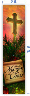 2x8 Vertical Church Banner of Christmas Tree