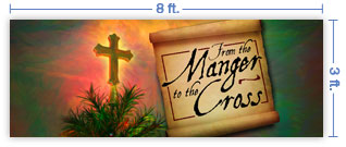 8x3 Horizontal Church Banner of Christmas Tree