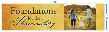 12x3 Horizontal Church Banner of Family Walk