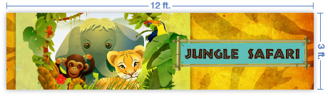 12x3 Horizontal Church Banner of Jungle Safari