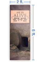 2x5 Vertical Church Banner of Open Tomb
