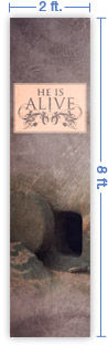 2x8 Vertical Church Banner of Open Tomb