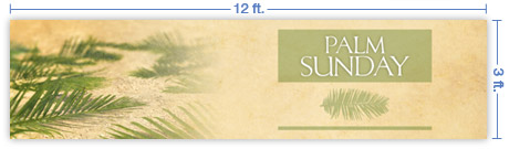 12x3 Horizontal Church Banner of Palms
