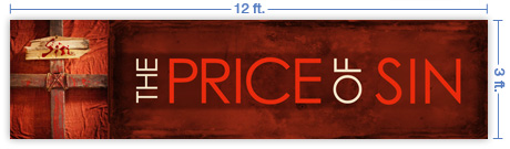 12x3 Horizontal Church Banner of Sin Cross