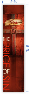 2x8 Vertical Church Banner of Sin Cross