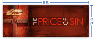 8x3 Horizontal Church Banner of Sin Cross
