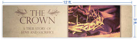 12x3 Horizontal Church Banner of The Crown