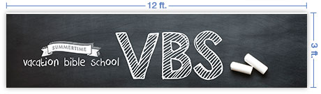 12x3 Horizontal Church Banner of VBS Chalkboard