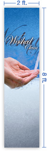 2x8 Vertical Church Banner of Washed Clean