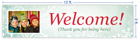 12x3 Horizontal Church Banner of Welcome - Winter Smiles